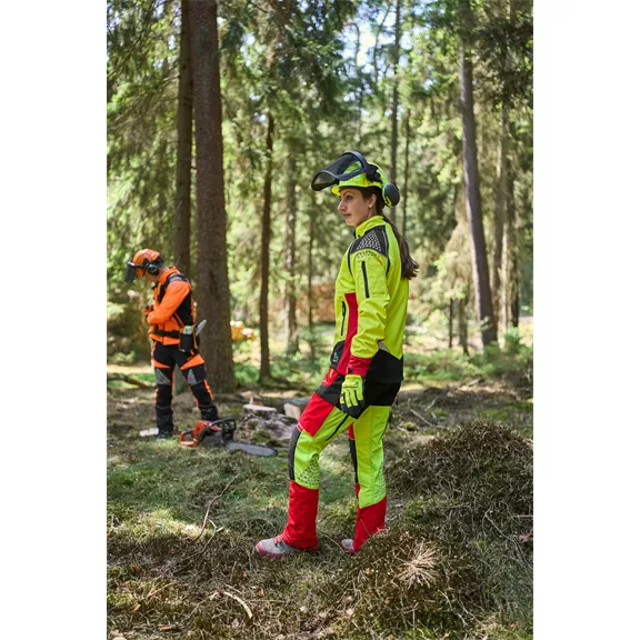 Timbermen Light Lady női vágásvédelmi nadrág, rot-gelb, L.