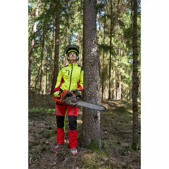 Timbermen Light Lady női vágásvédelmi nadrág, rot-gelb, L + 5 cm.