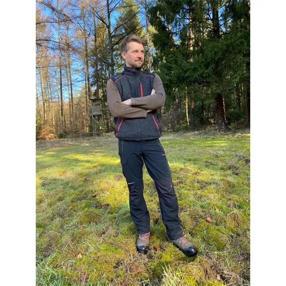 Timbermen Walkweste férfi gyapjú mellény, fekete-piros, S