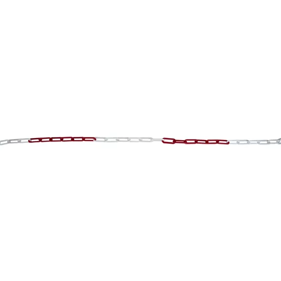 Útlezáró műanyag lánc, piros/fehér 30 m, 6 mm