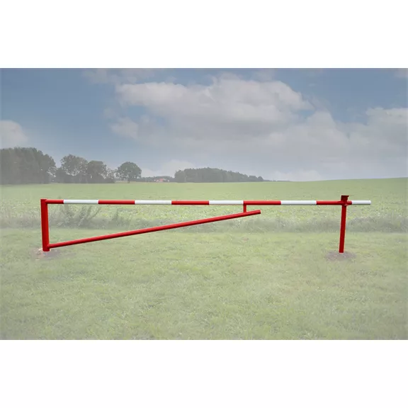 Útlezáró sorompó WSP III lakathoz, 3,5 m hosszú, piros-fehér színűre festve