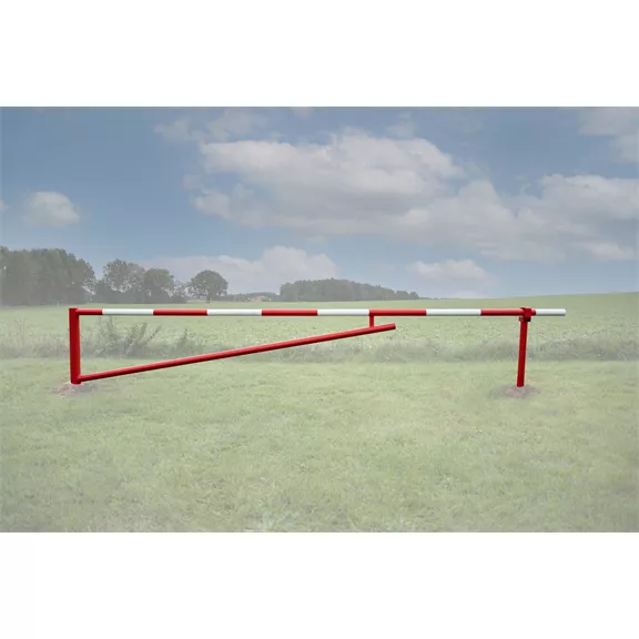 Útlezáró sorompó WSP III lakathoz, 3,5 m hosszú, piros-fehér színűre festve