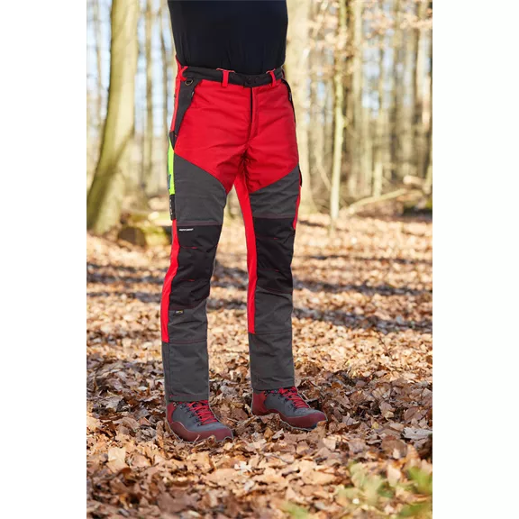 Vágásbetétes munkanadrág Kevlar II, piros, hosszú, 4XL