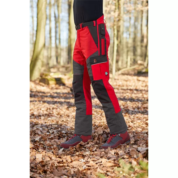 Vágásbetétes munkanadrág Kevlar II, piros, rövid, L