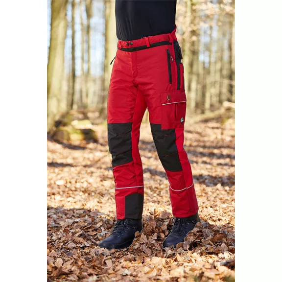 Vágásbetétes nadrág elasztikus nyári, piros, hosszú, 4XL Vágásbetétes nadrág elasztikus nyári, piros, hosszú, 4XL