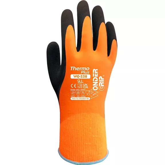 Wonder Grip Thermo Plus vízálló téli kesztyű, narancs, 8